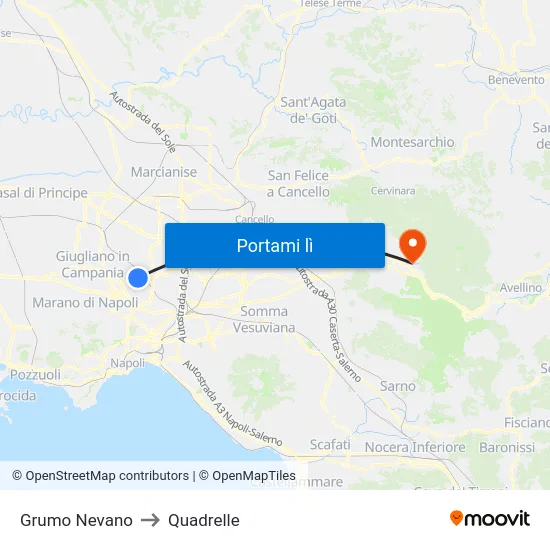 Grumo Nevano to Quadrelle map