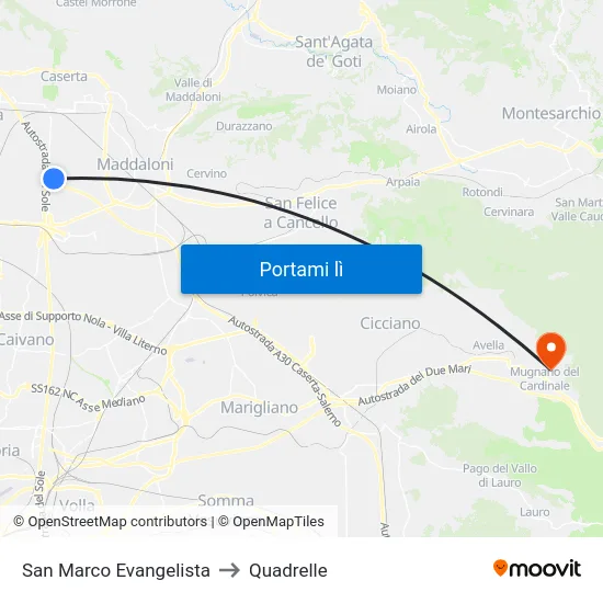 San Marco Evangelista to Quadrelle map