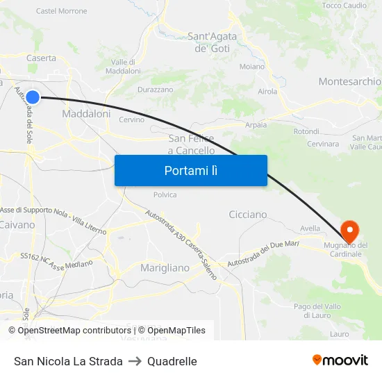 San Nicola La Strada to Quadrelle map