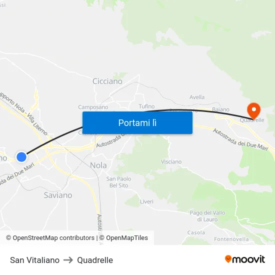 San Vitaliano to Quadrelle map