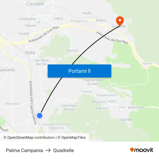 Palma Campania to Quadrelle map