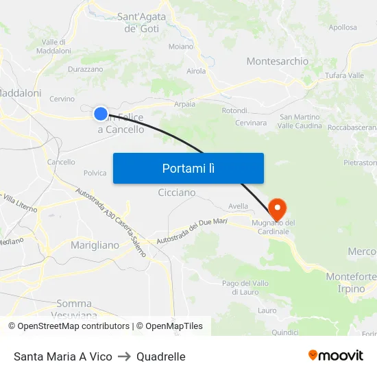 Santa Maria A Vico to Quadrelle map