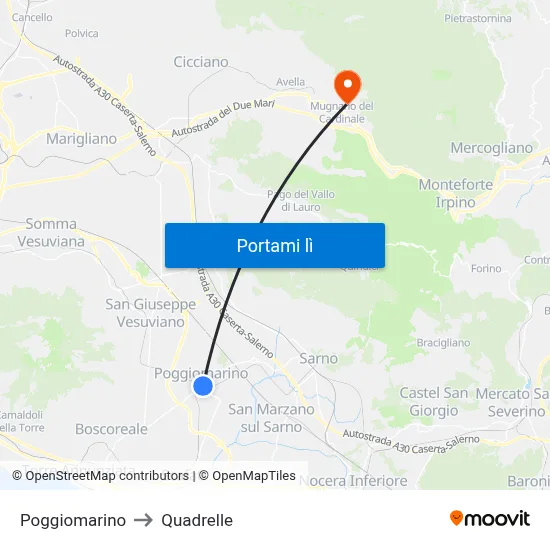 Poggiomarino to Quadrelle map