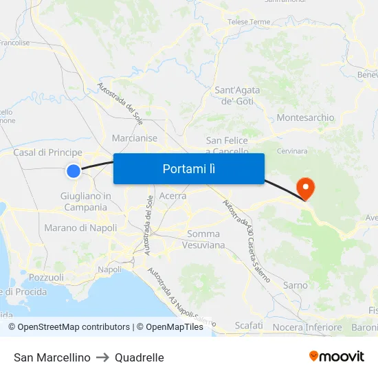 San Marcellino to Quadrelle map