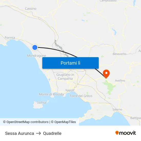 Sessa Aurunca to Quadrelle map