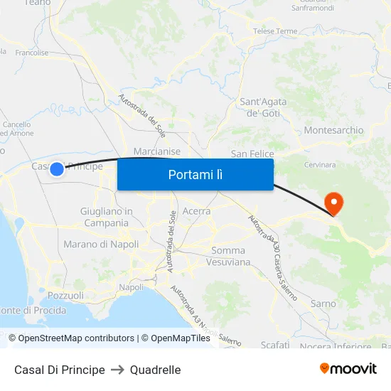 Casal Di Principe to Quadrelle map