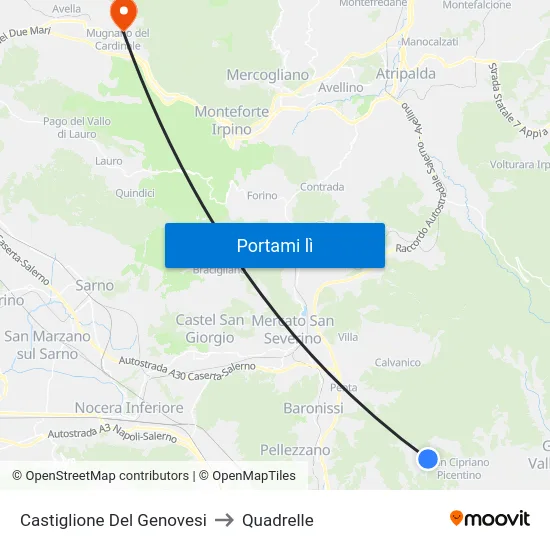 Castiglione Del Genovesi to Quadrelle map
