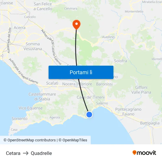 Cetara to Quadrelle map