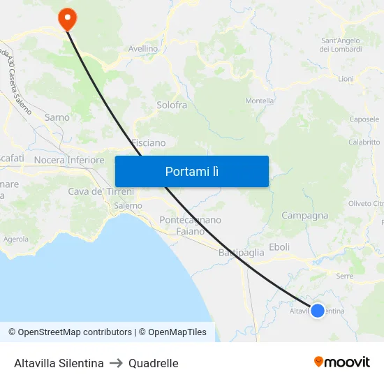 Altavilla Silentina to Quadrelle map