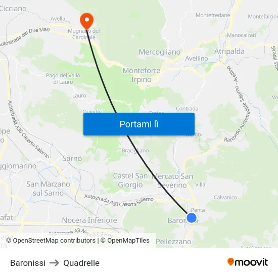 Baronissi to Quadrelle map