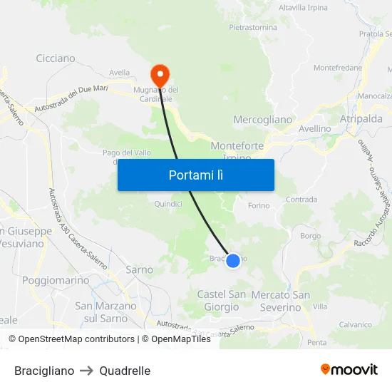 Bracigliano to Quadrelle map