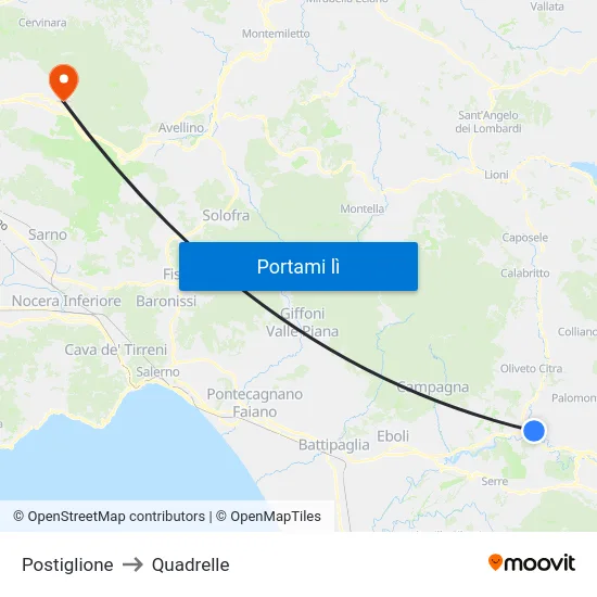 Postiglione to Quadrelle map