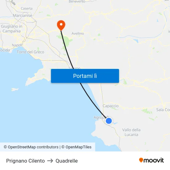 Prignano Cilento to Quadrelle map