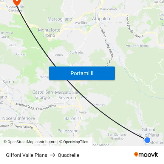 Giffoni Valle Piana to Quadrelle map