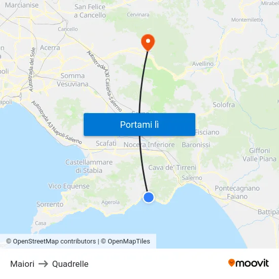 Maiori to Quadrelle map