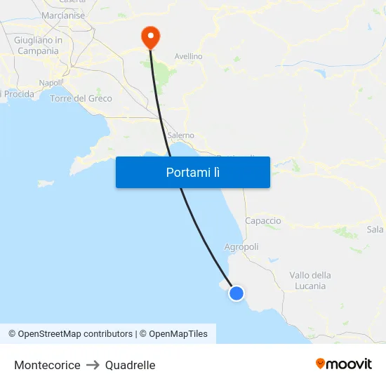 Montecorice to Quadrelle map