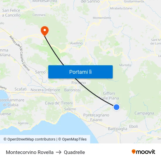 Montecorvino Rovella to Quadrelle map
