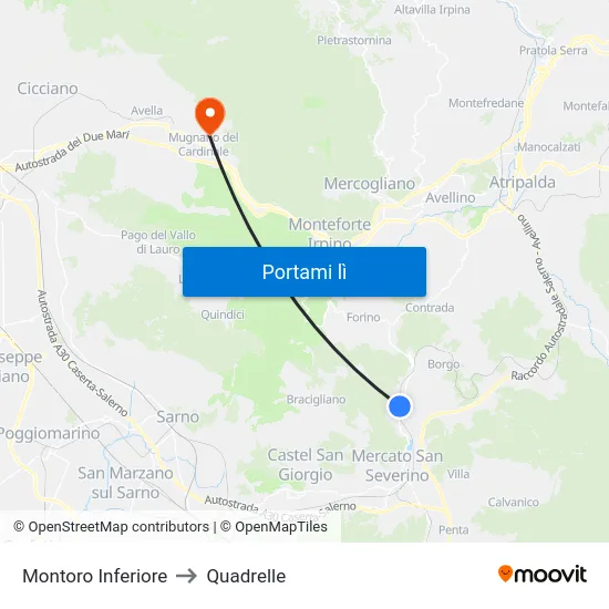 Montoro Inferiore to Quadrelle map
