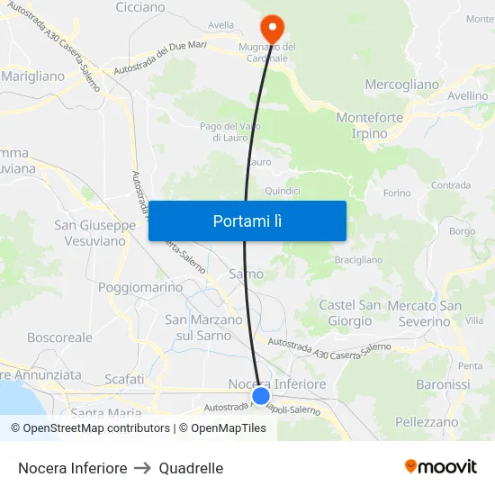 Nocera Inferiore to Quadrelle map