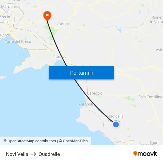 Novi Velia to Quadrelle map