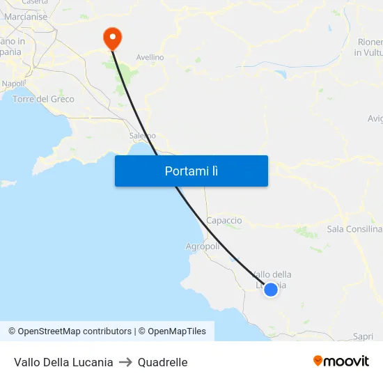 Vallo Della Lucania to Quadrelle map