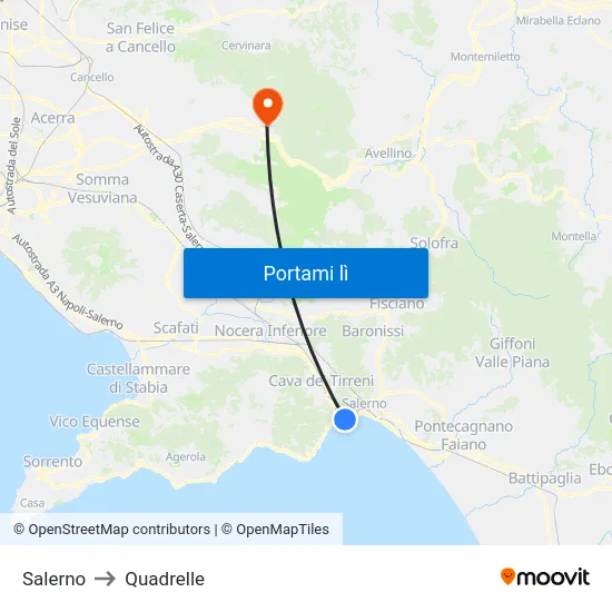 Salerno to Quadrelle map