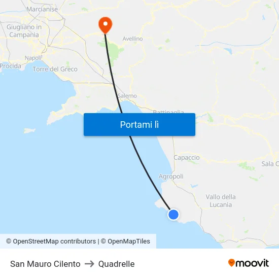 San Mauro Cilento to Quadrelle map