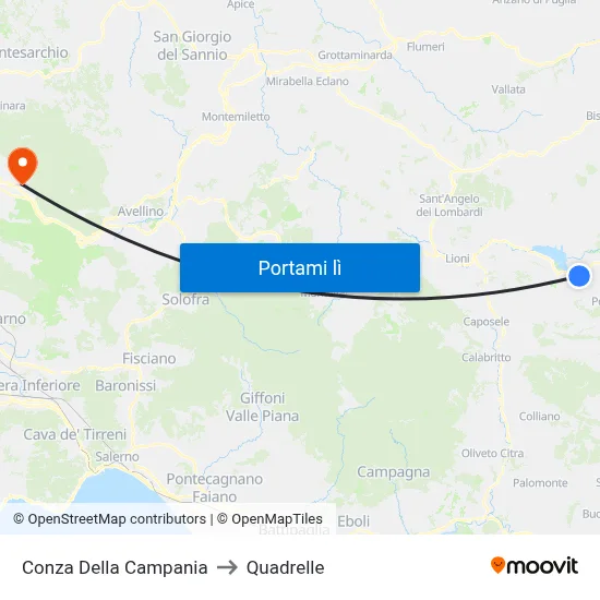 Conza Della Campania to Quadrelle map