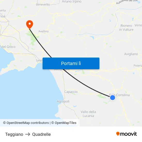 Teggiano to Quadrelle map