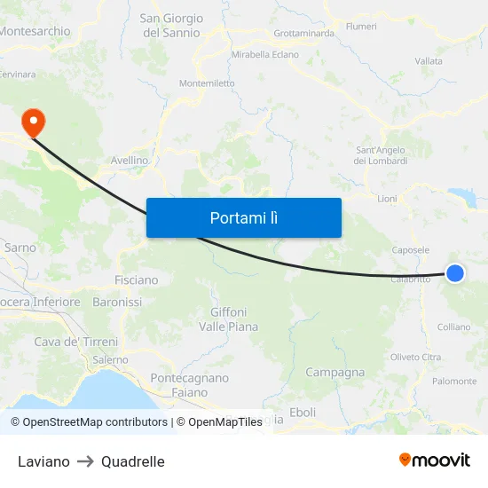 Laviano to Quadrelle map