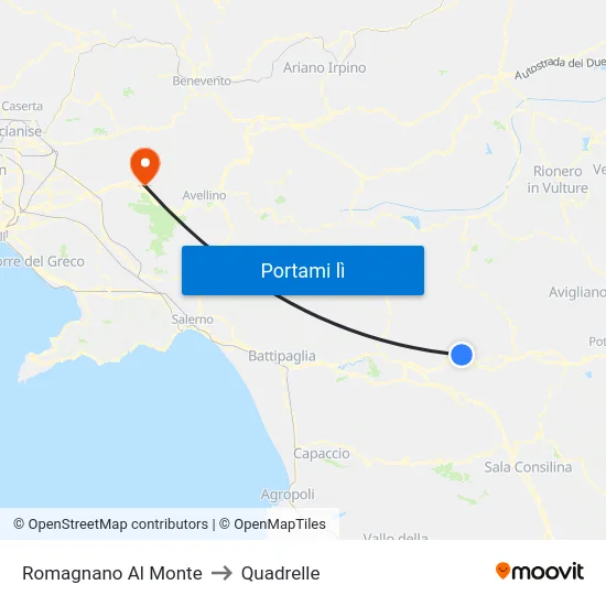 Romagnano Al Monte to Quadrelle map