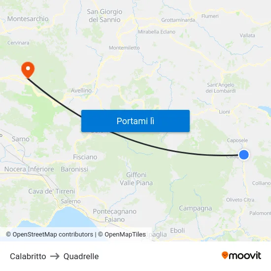 Calabritto to Quadrelle map