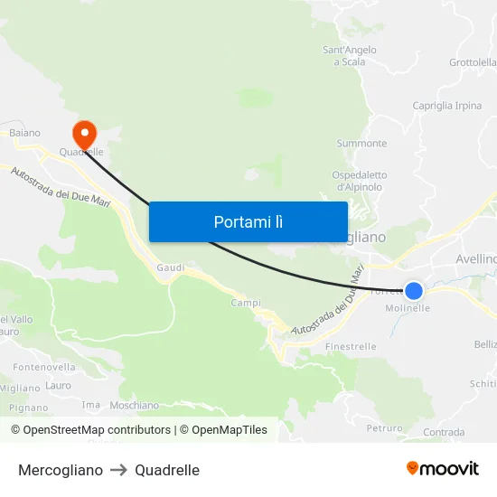 Mercogliano to Quadrelle map