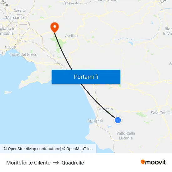Monteforte Cilento to Quadrelle map