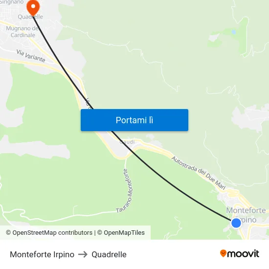 Monteforte Irpino to Quadrelle map