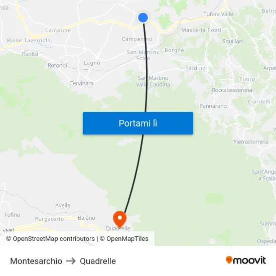 Montesarchio to Quadrelle map