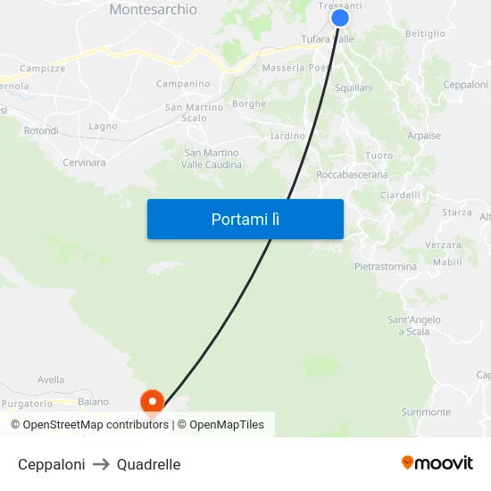 Ceppaloni to Quadrelle map