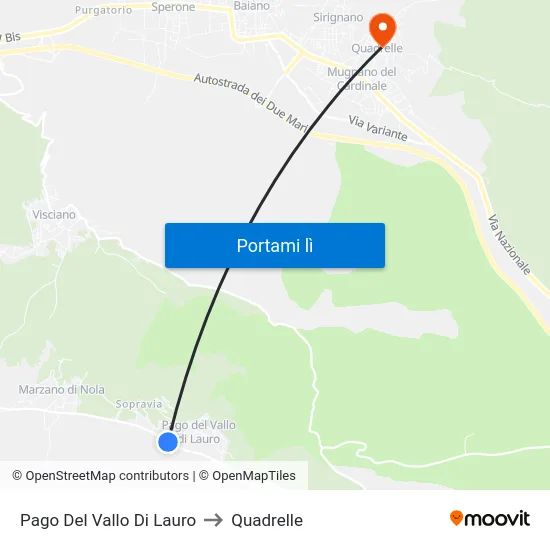 Pago Del Vallo Di Lauro to Quadrelle map