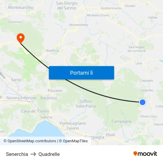 Senerchia to Quadrelle map