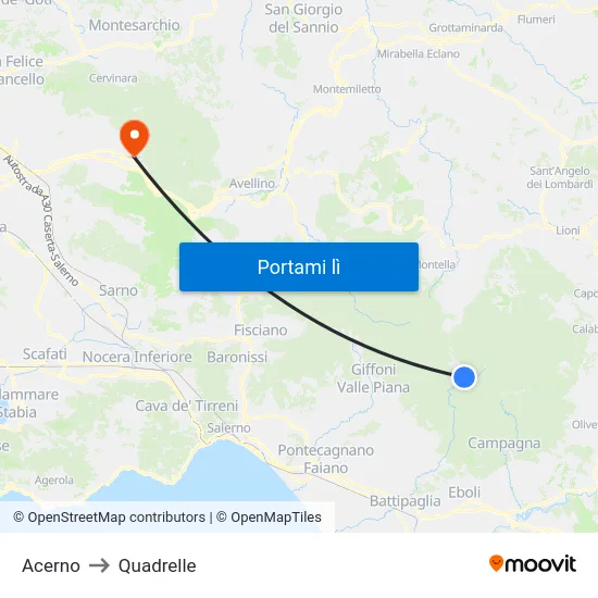 Acerno to Quadrelle map