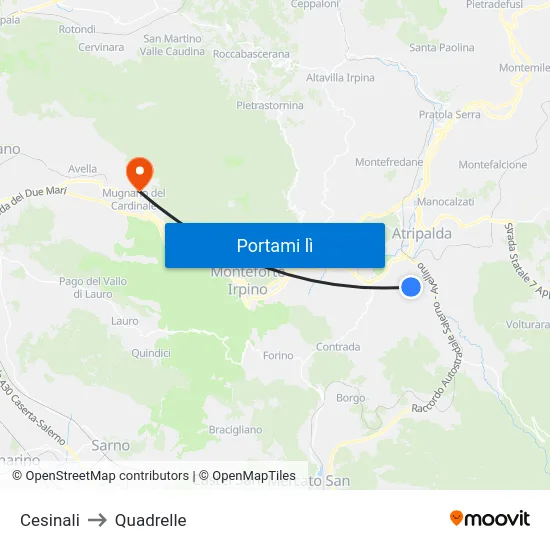 Cesinali to Quadrelle map