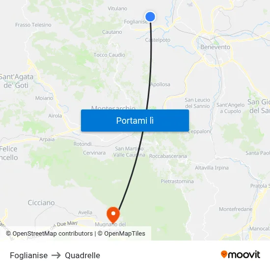 Foglianise to Quadrelle map