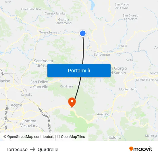 Torrecuso to Quadrelle map