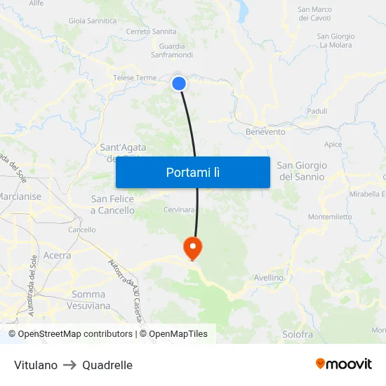 Vitulano to Quadrelle map