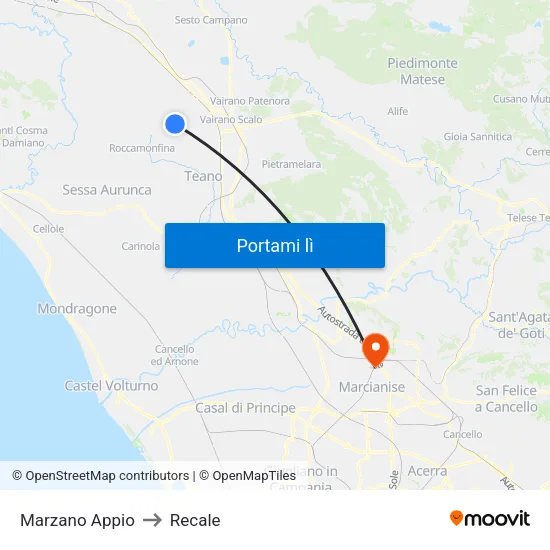 Marzano Appio to Recale map