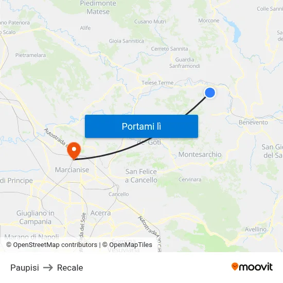 Paupisi to Recale map