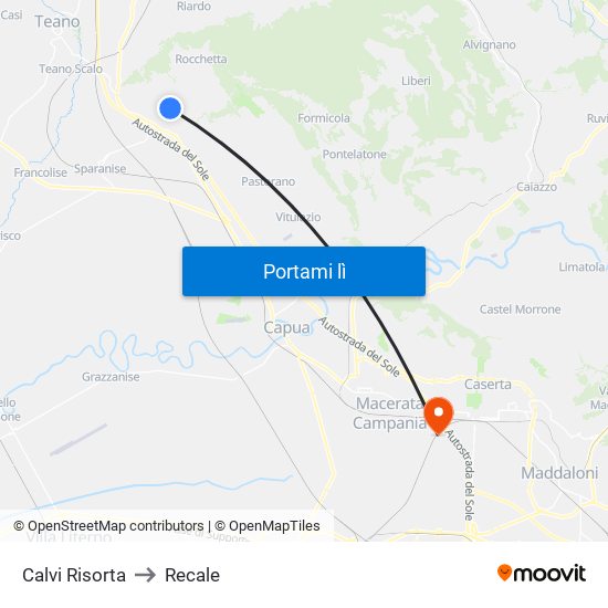Calvi Risorta to Recale map