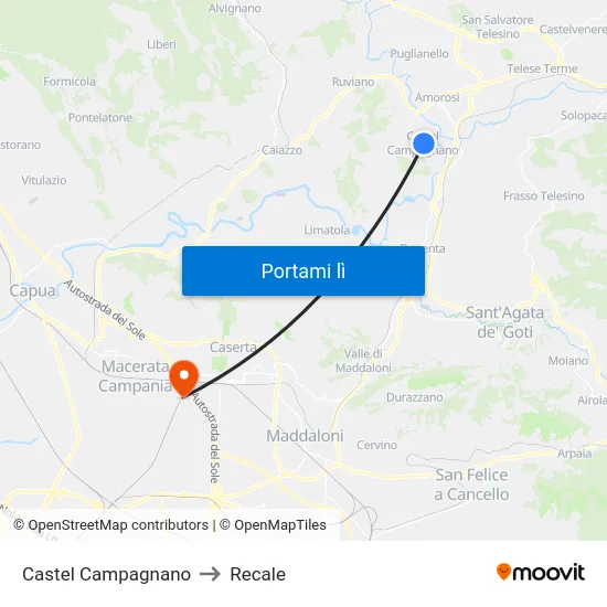 Castel Campagnano to Recale map