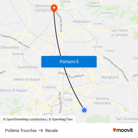 Pollena Trocchia to Recale map