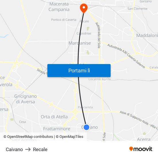 Caivano to Recale map